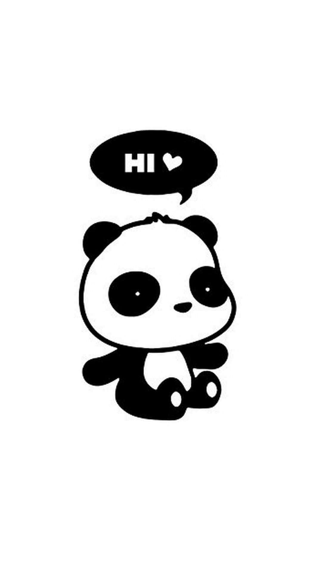 Girly Panda, black and white, cartoon panda, Full HD Phone Wallpaper