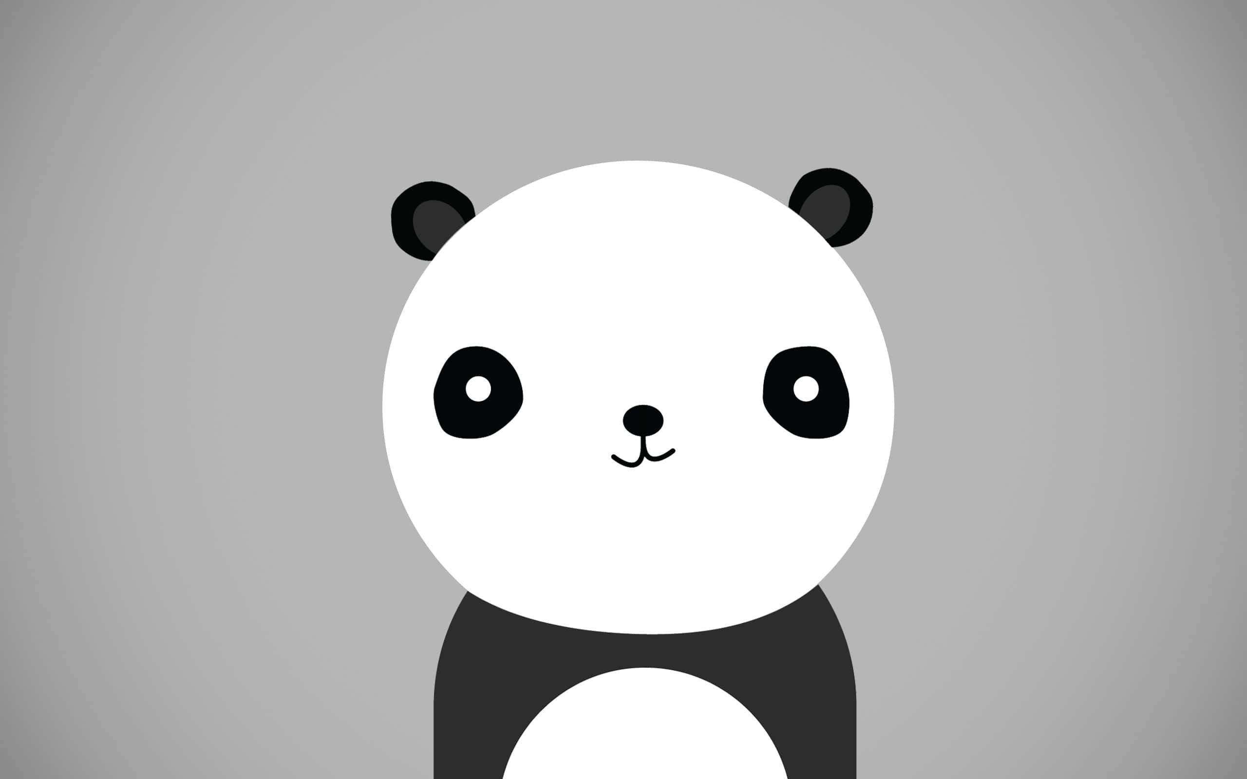 kawaii panda, minimalist cartoon panda, big round eyes, 2K Desktop Wallpaper