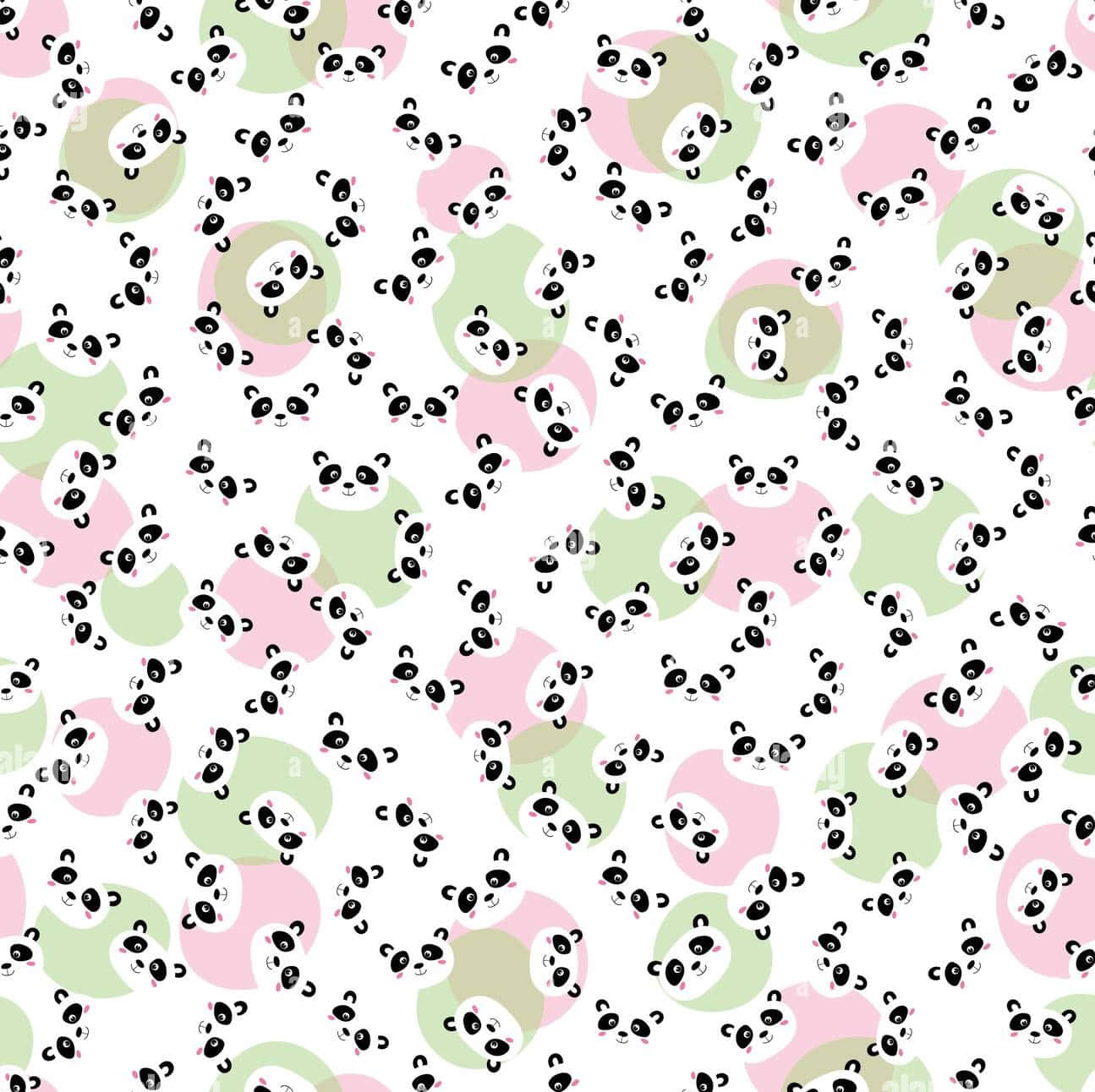 Girly Cute Panda, pink, green, HD Desktop Wallpaper