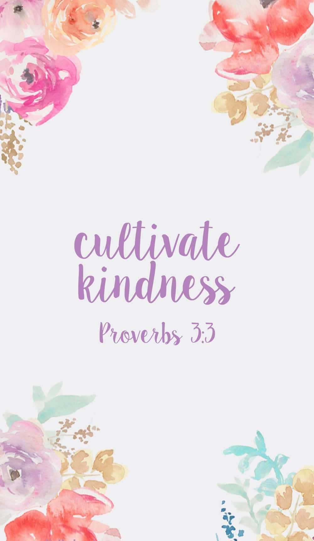 Proverbs 3:3, lavender script, soft watercolor flowers, HD Phone Wallpaper