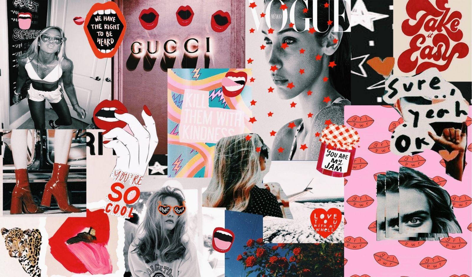 Girly Stuff Aesthetic, collage, fashion models, HD Desktop Wallpaper