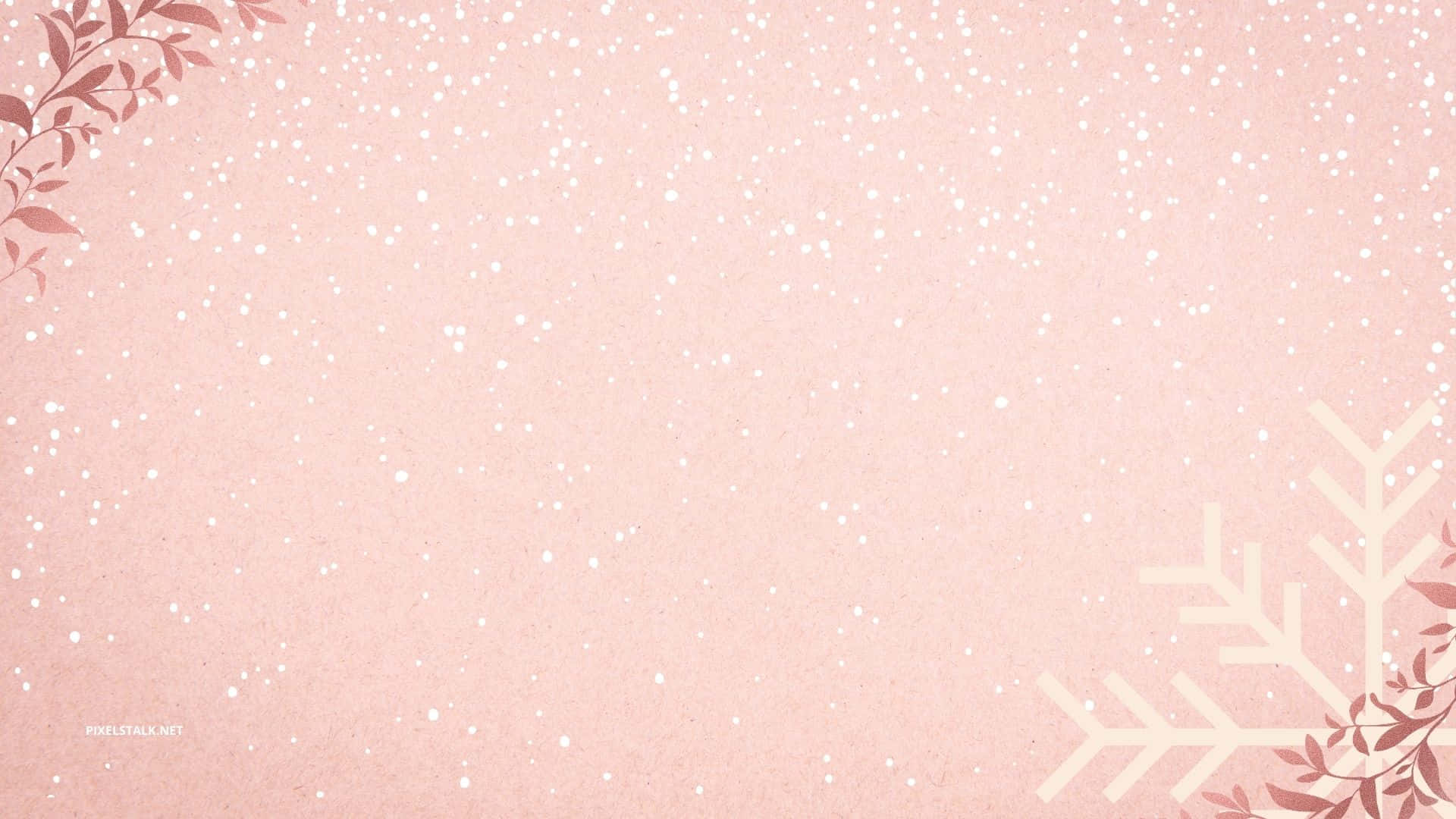 Girly Pastel Pink Desktop, soft pink background, delicate white snowflakes, Full HD Desktop Wallpaper