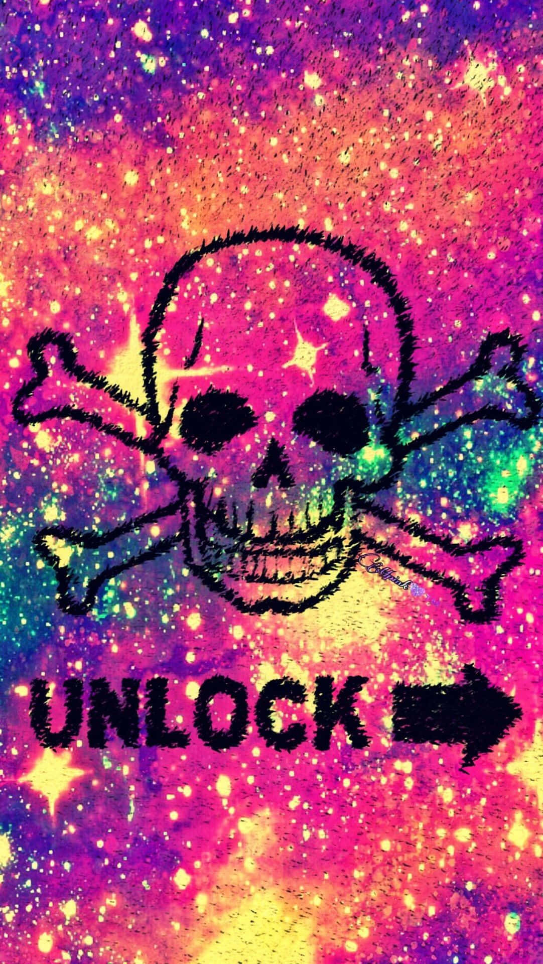skull, crossbones, cosmic nebula, Full HD Phone Wallpaper