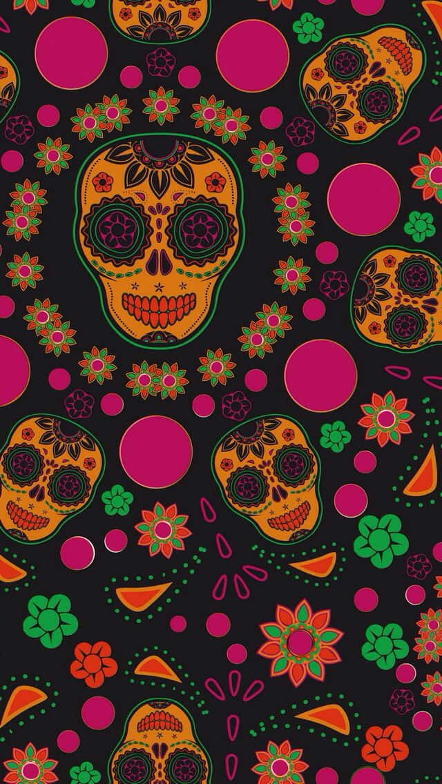 Girly Skull, sugar skulls, flowers, SD Phone Wallpaper