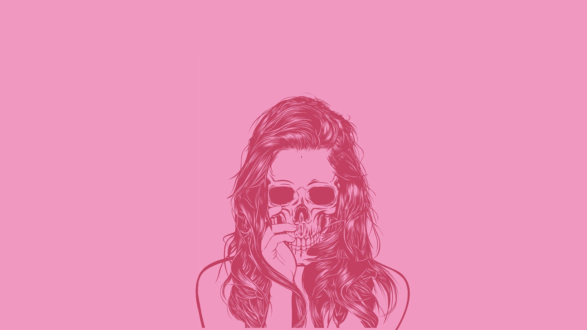 Girly Skull, pink-toned, skull, Full HD Desktop Wallpaper