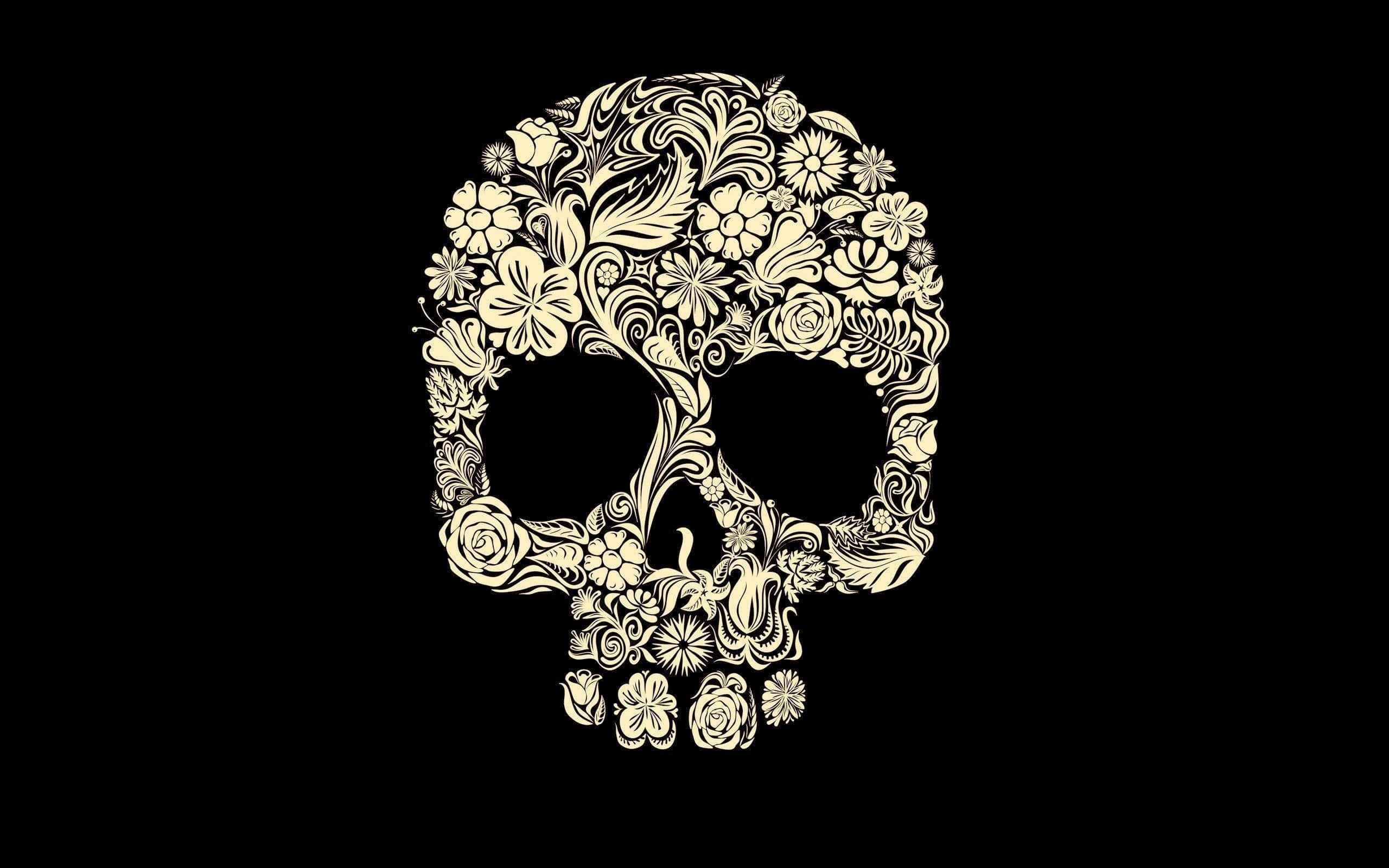 girly skull, cream-colored, ornate skull, 2K Desktop Wallpaper