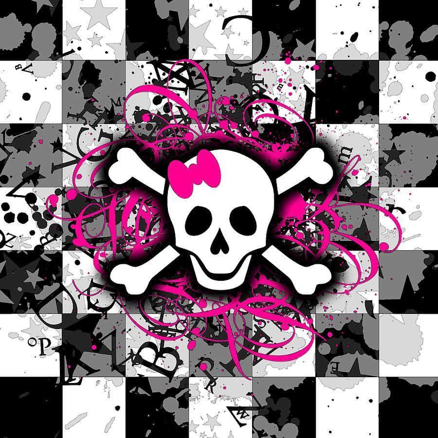 Girly Skull, pink skull, bow, SD Desktop Wallpaper