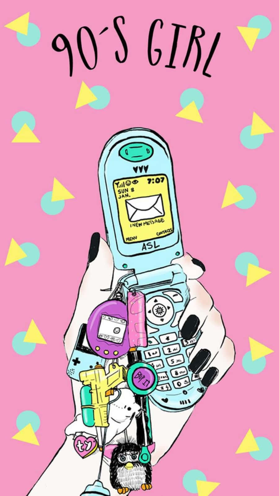 Girly Tumblr, pink background, 90s flip phone, HD Phone Wallpaper