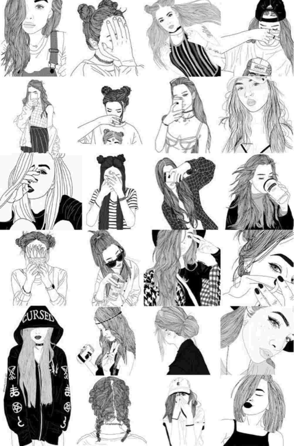 girl, black and white, collage, HD Phone Wallpaper
