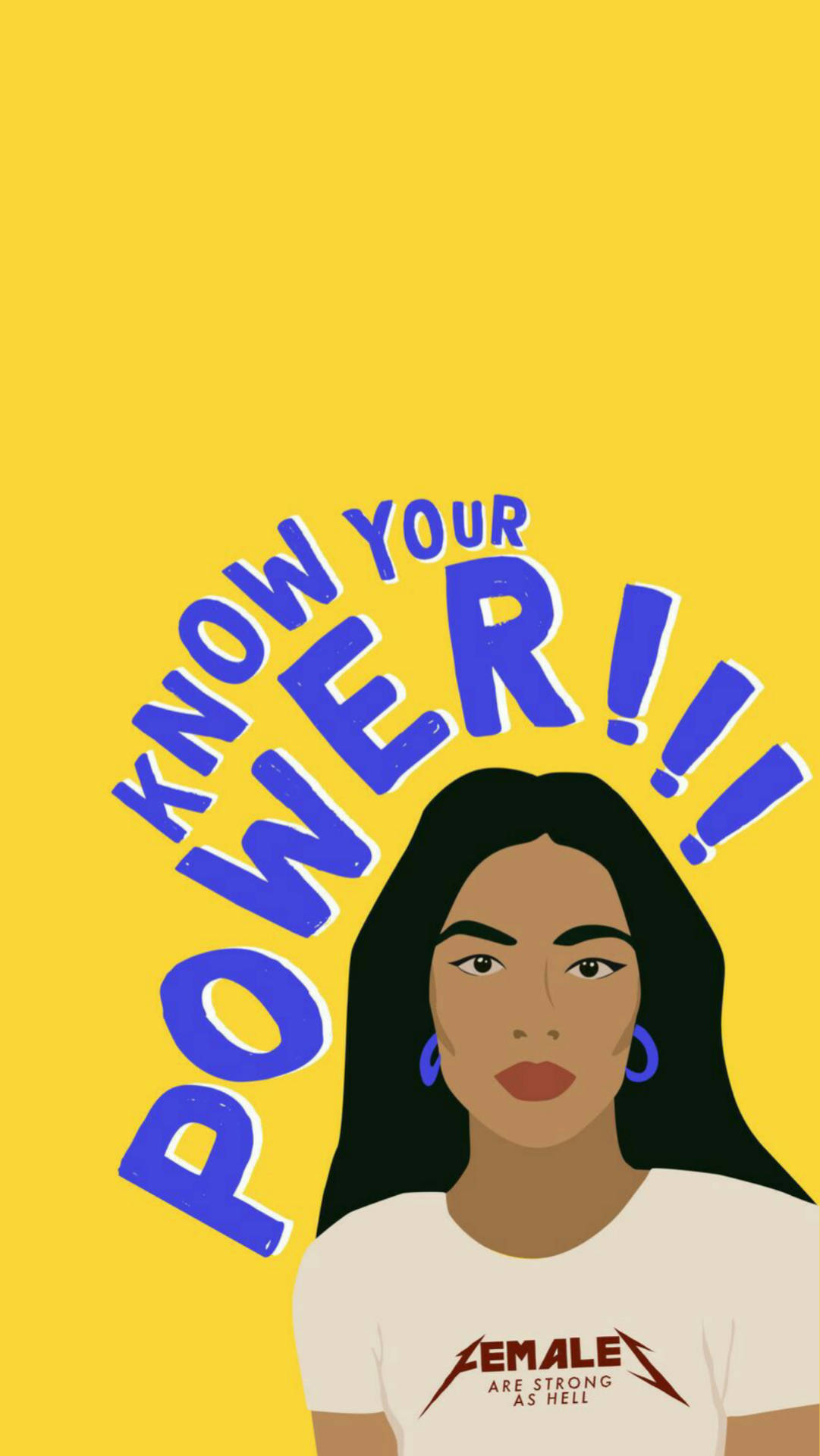 Girl Power Tumblr Aesthetic, female are strong as hell, vibrant yellow background, Full HD Phone Wallpaper