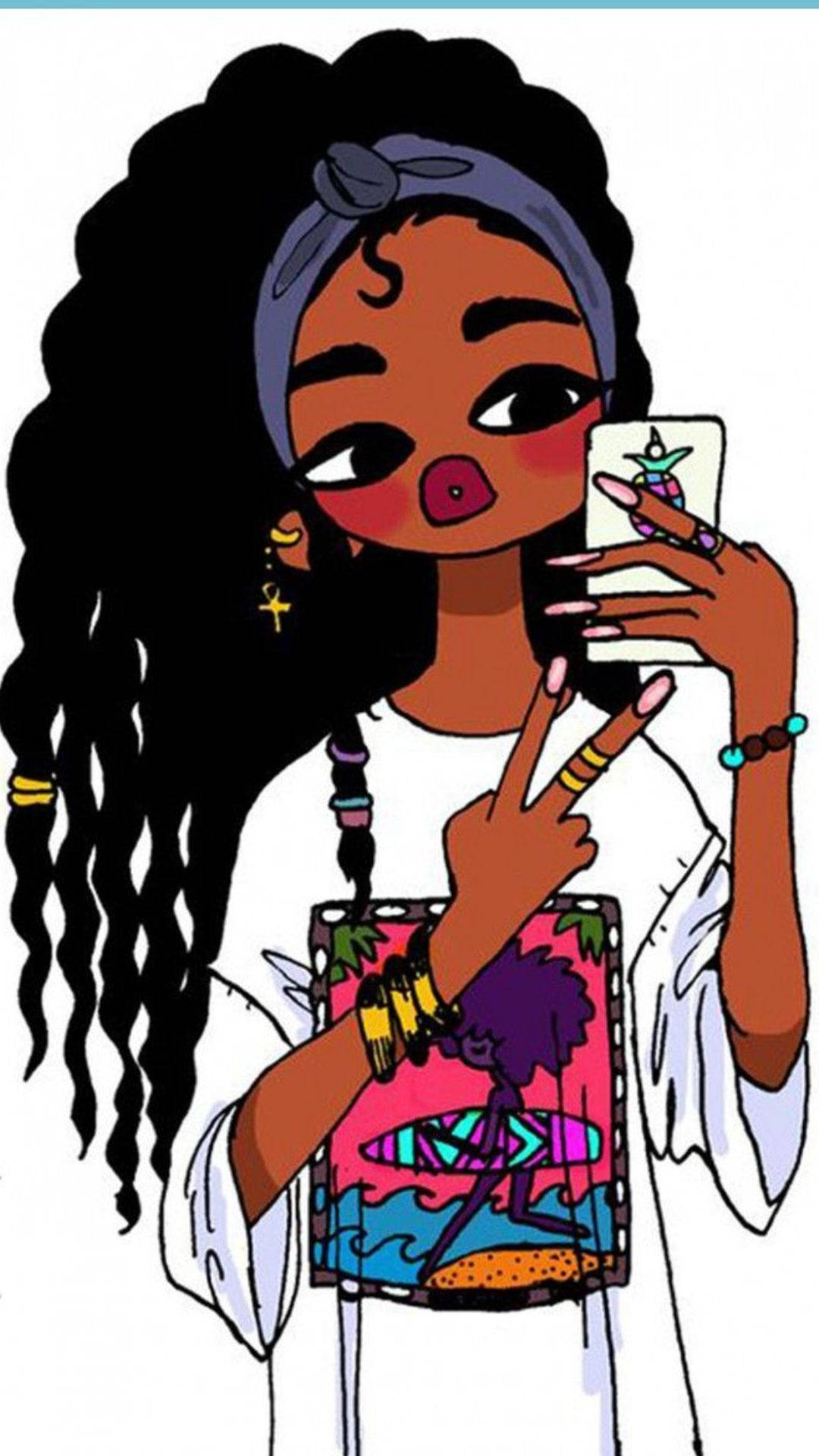 cool baddie pfp girl, cartoon girl, curly hair, Full HD Phone Wallpaper