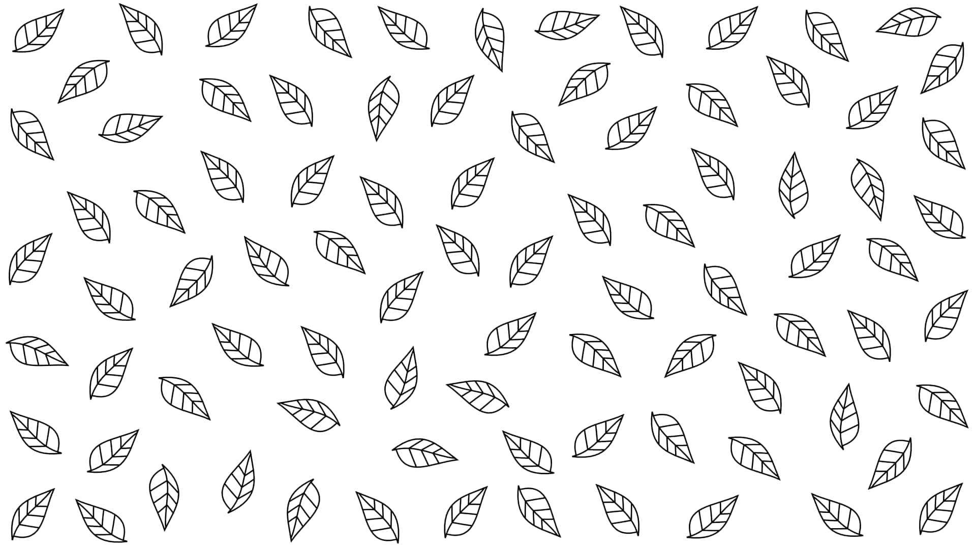 tumblr pattern, black outlined leaves, clean white background, Full HD Desktop Wallpaper