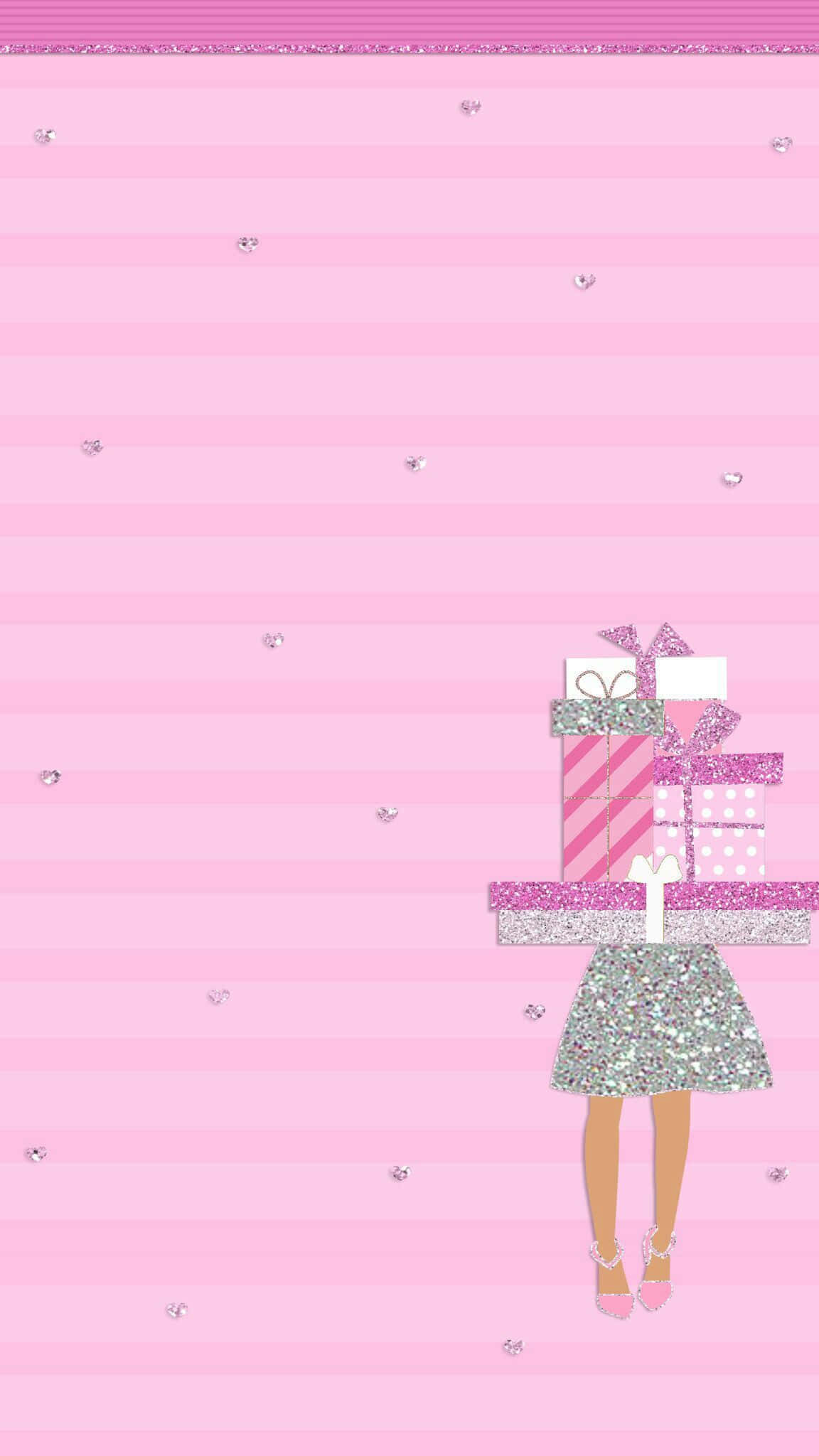 girly xmas, glittery skirt, pink patterned gifts, Full HD Phone Wallpaper