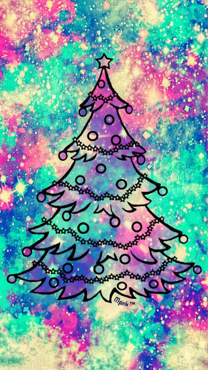 Girly Xmas, Christmas tree, stars, SD Phone Wallpaper