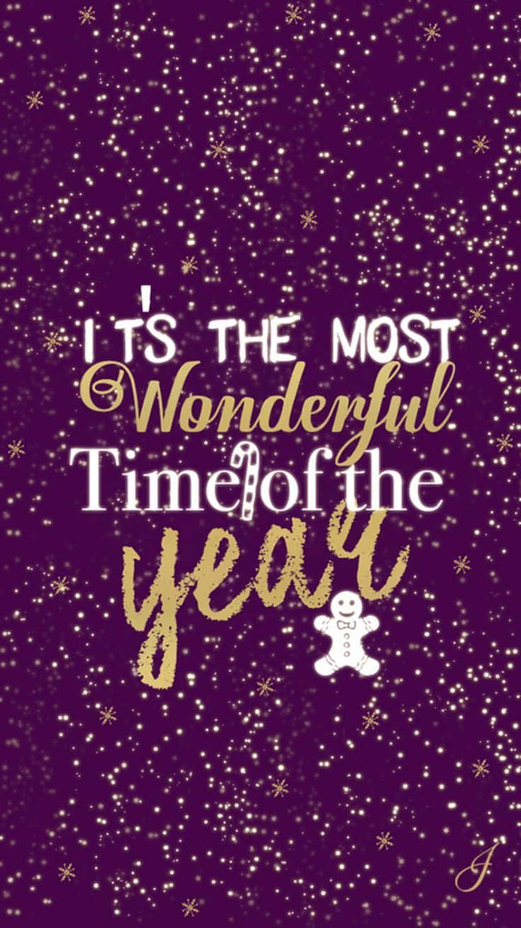 Girly Xmas, purple glittery background, gold and white text, HD Phone Wallpaper