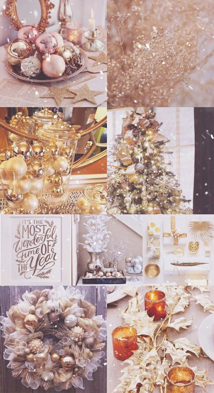 Girly Xmas, gold, rose gold, HD Phone Wallpaper