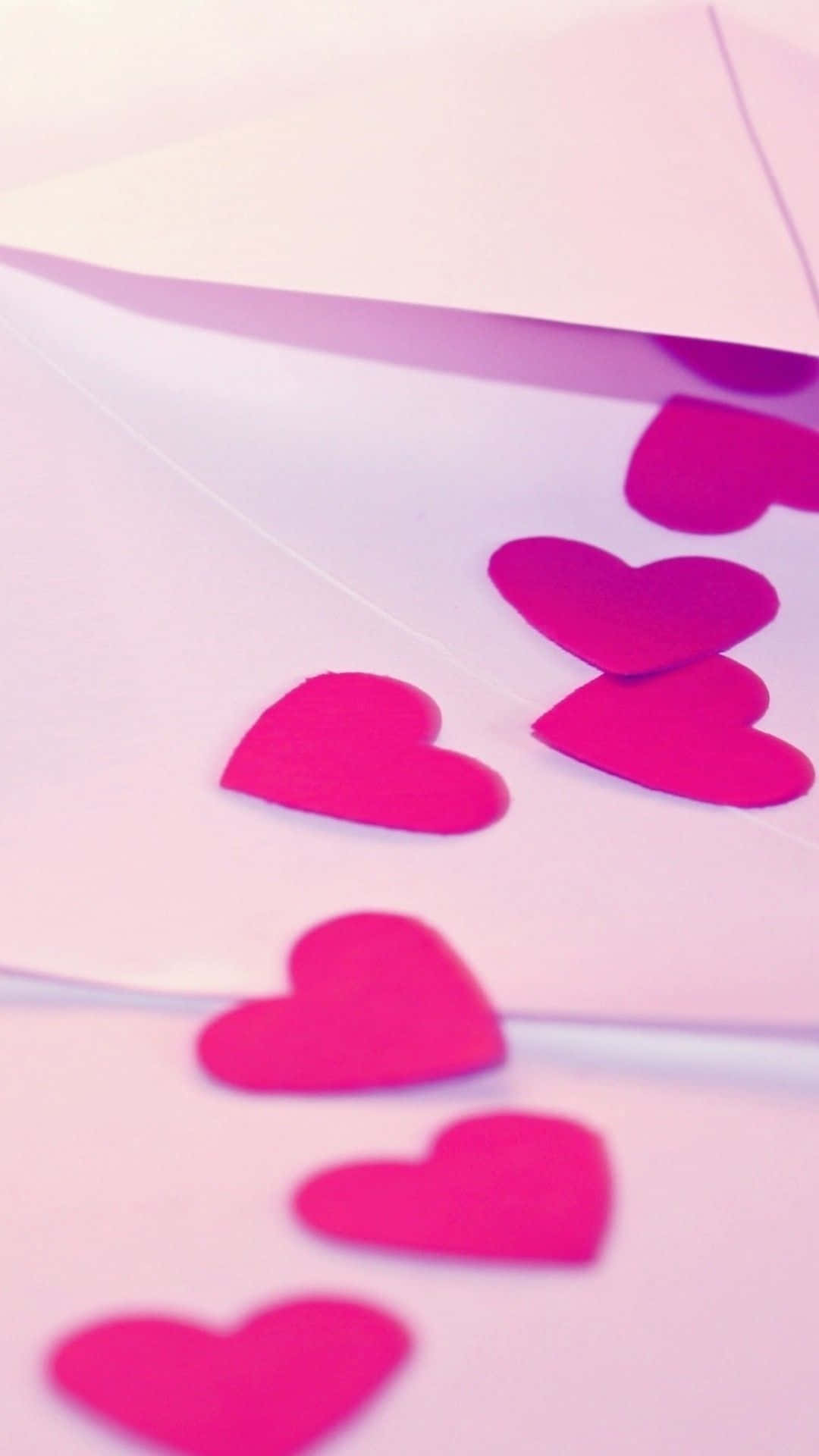 Pink Paper Hearts, girly tumblr, vivid pink, Full HD Phone Wallpaper