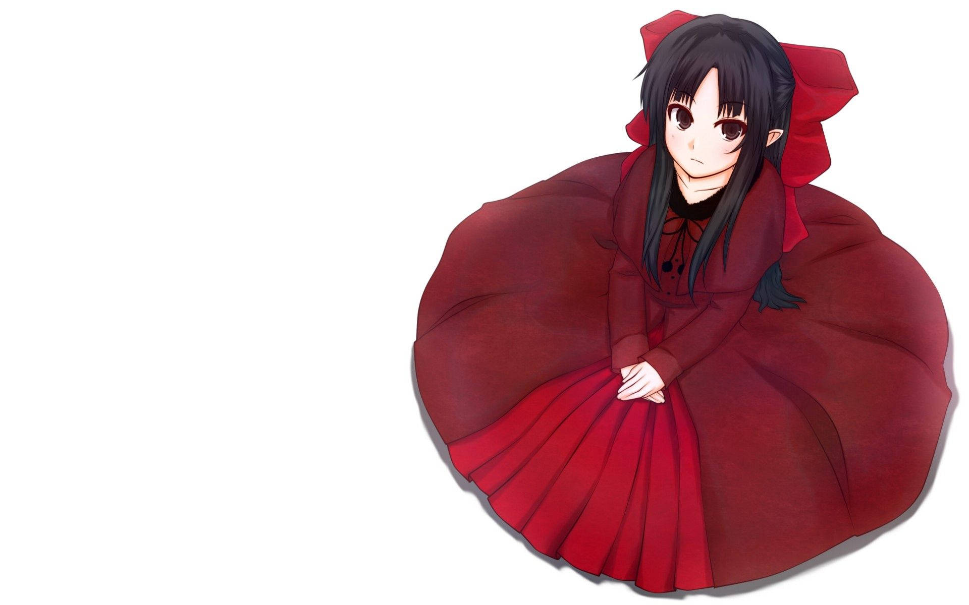 girly, cute anime girl, red dress, Full HD Desktop Wallpaper