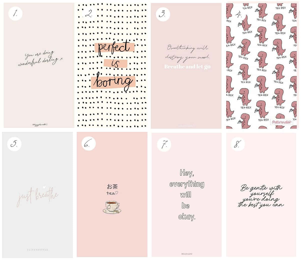 pastel pink, motivational quotes, cute tea rex patterns, SD Desktop Wallpaper