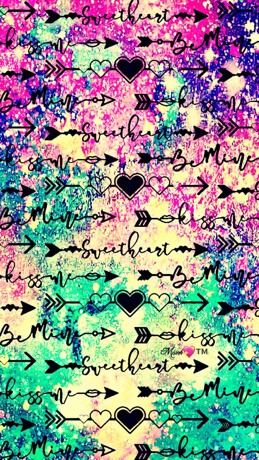 girly sweetheart arrows, glittery, black text, Full HD Phone Wallpaper