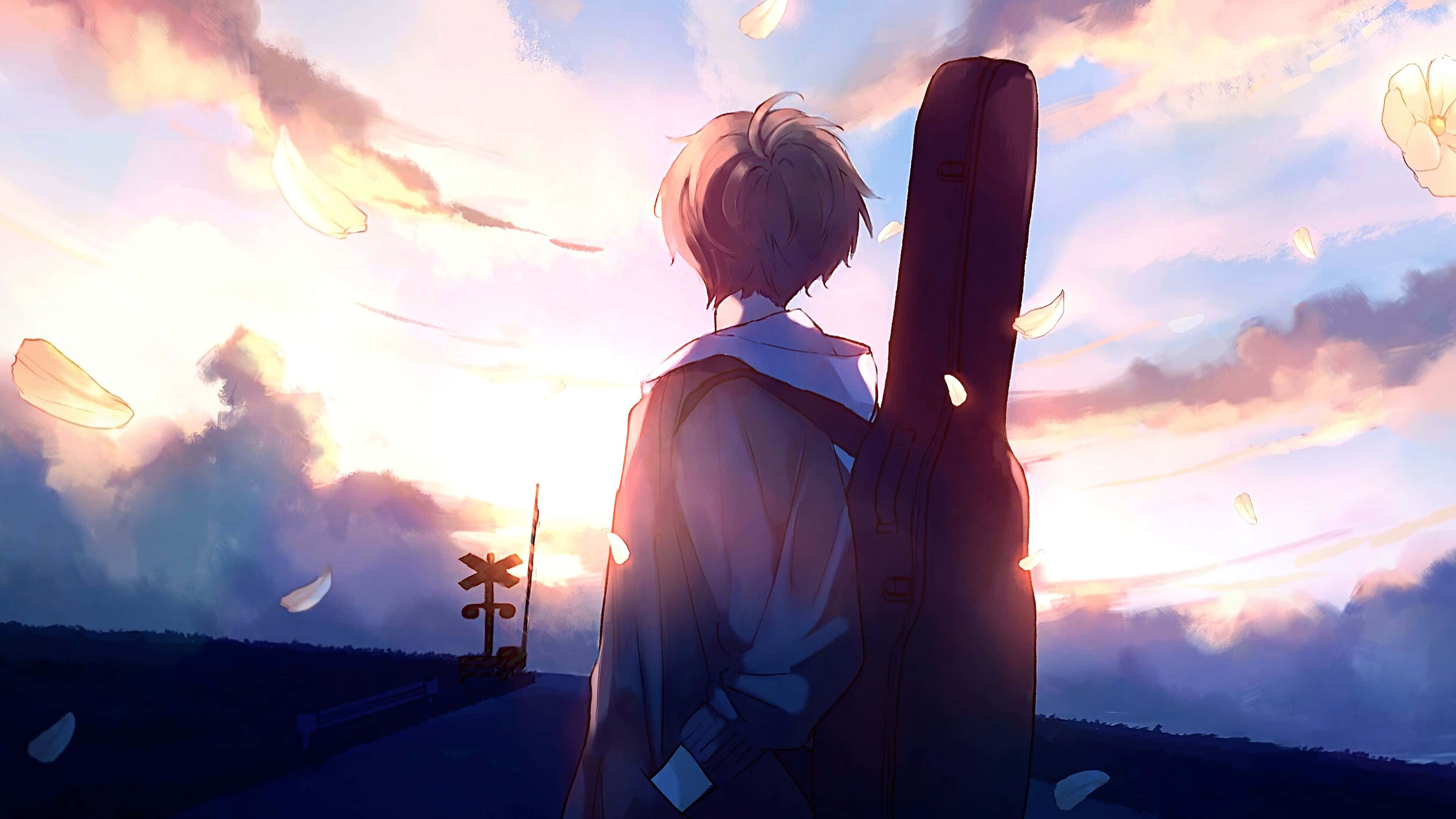 Given, anime boy, guitar case, 4K Desktop Wallpaper