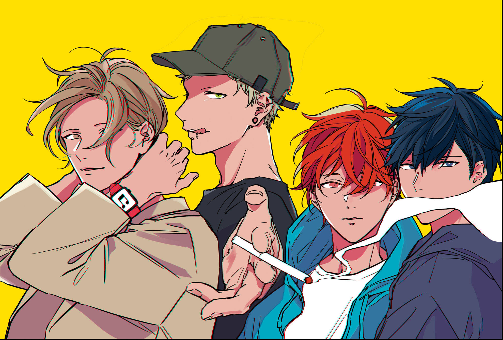 Given, anime boys, distinct hair colors, Full HD Desktop Wallpaper