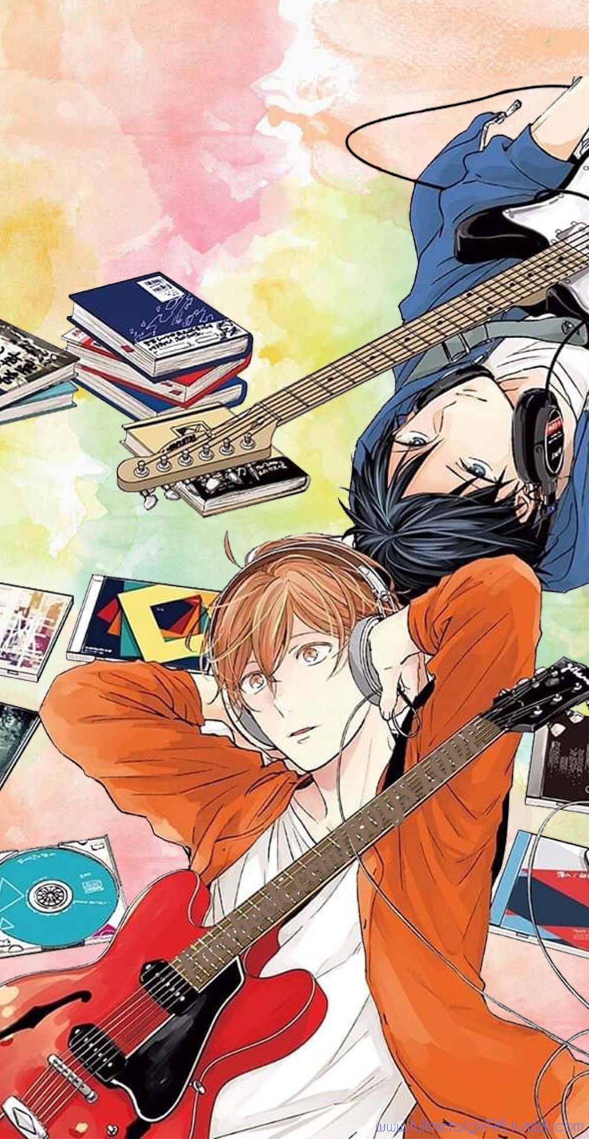 Given, anime couple, guitars, Full HD Phone Wallpaper