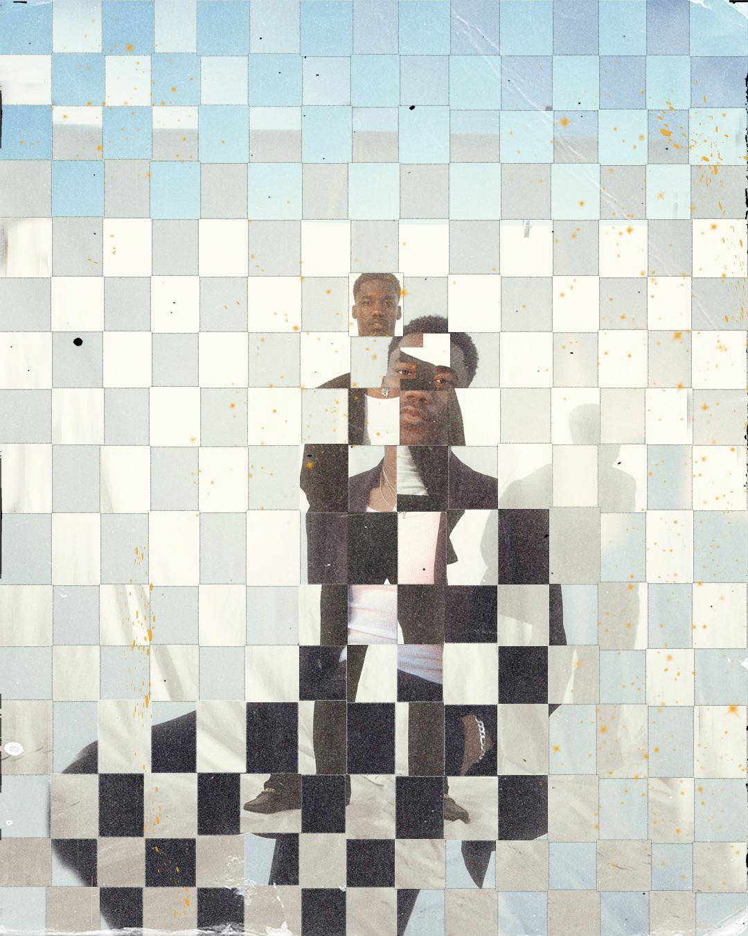 Giveon, tile art collage, checkered pattern, HD Phone Wallpaper