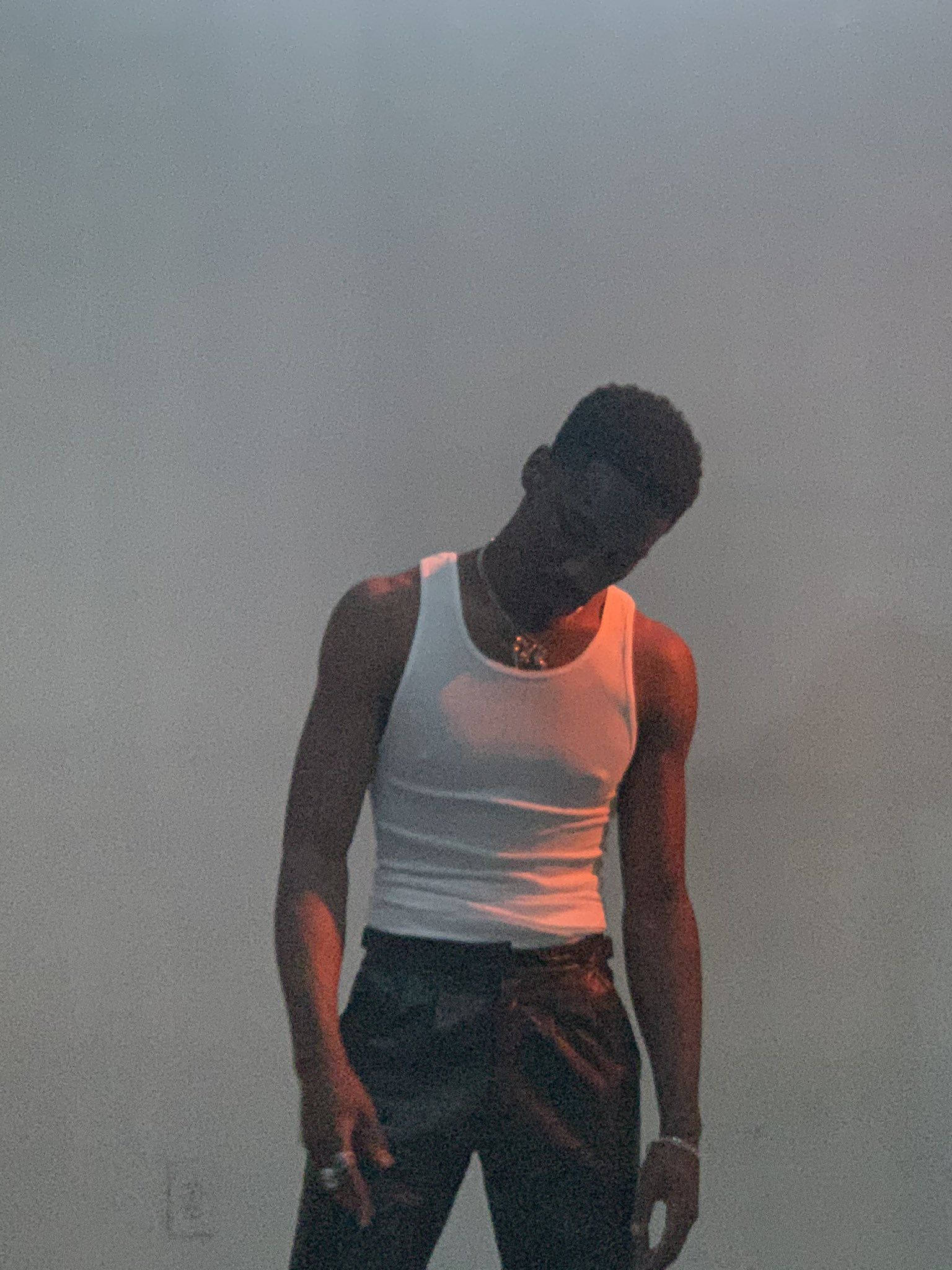 Giveon, white tank top, dark pants, Full HD Phone Wallpaper