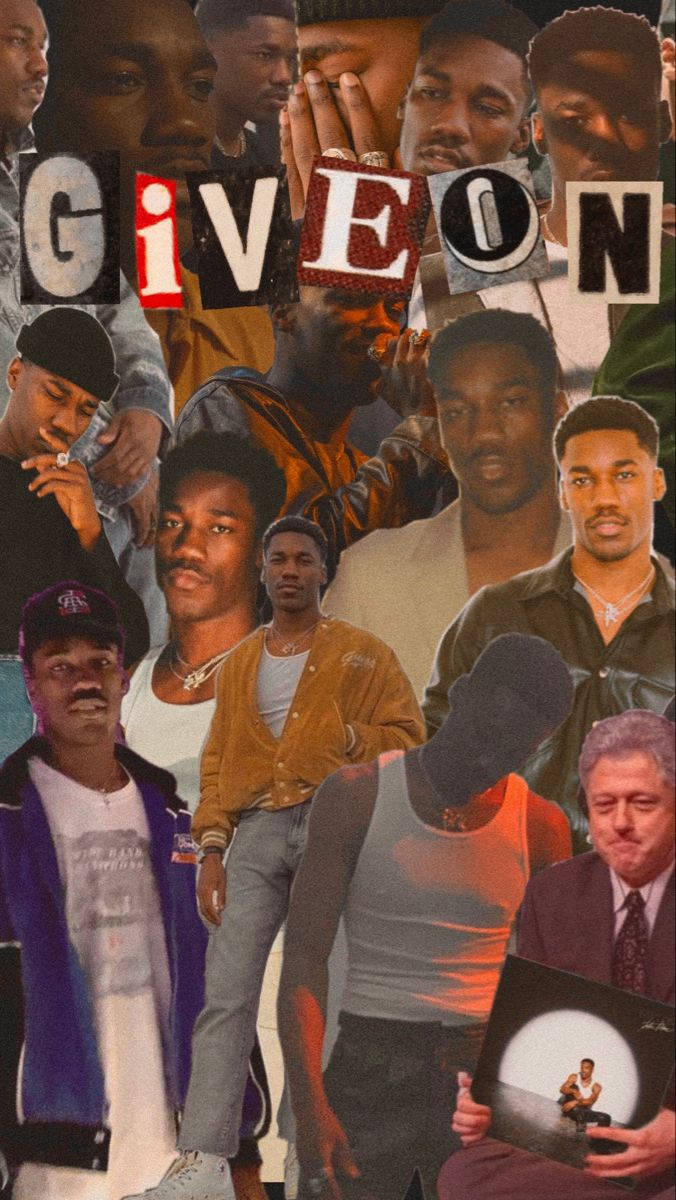 Giveon, magazine cutout collage, Black men, SD Phone Wallpaper