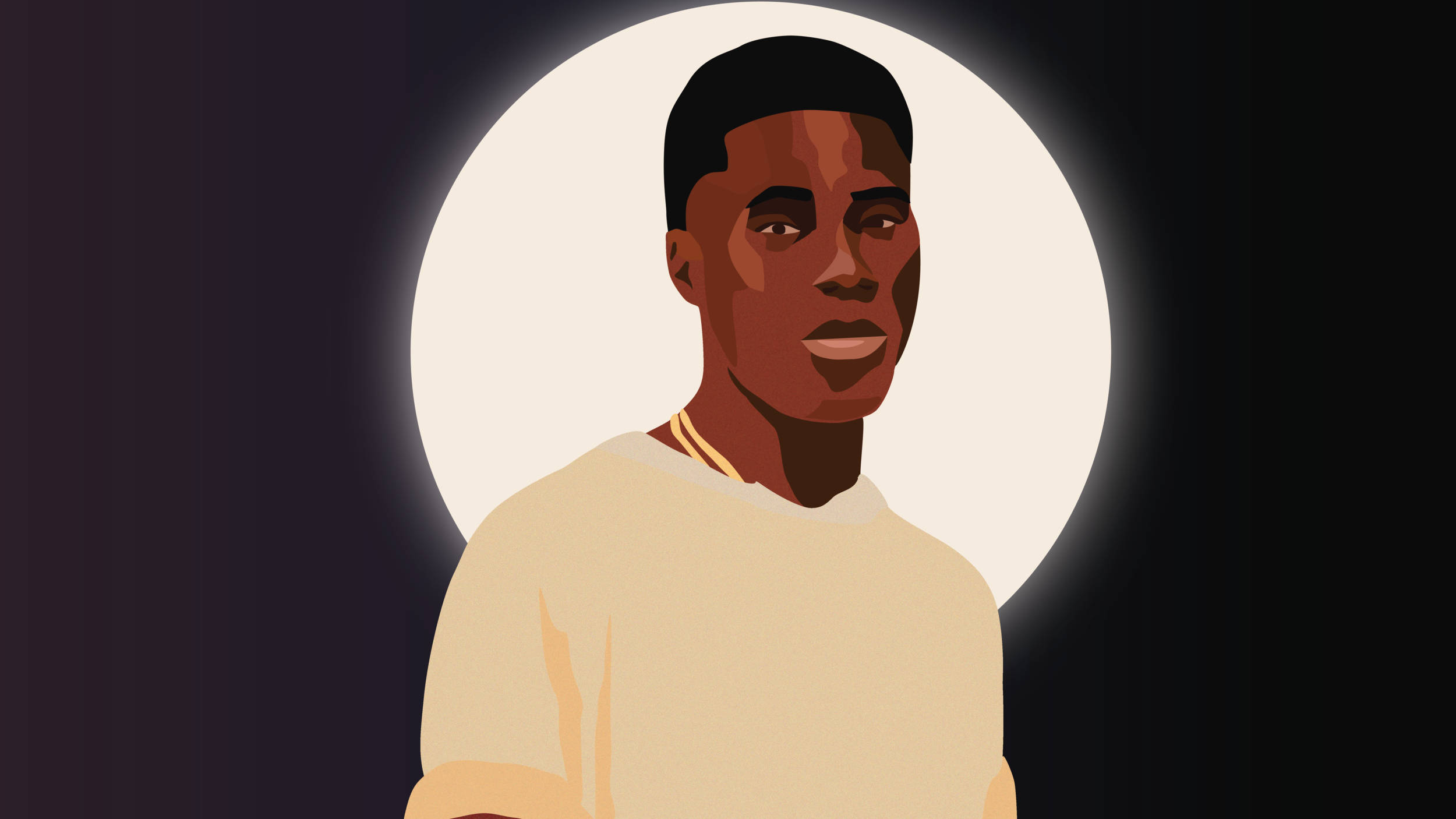 Giveon, cream shirt, glowing circular backdrop, Full HD Desktop Wallpaper