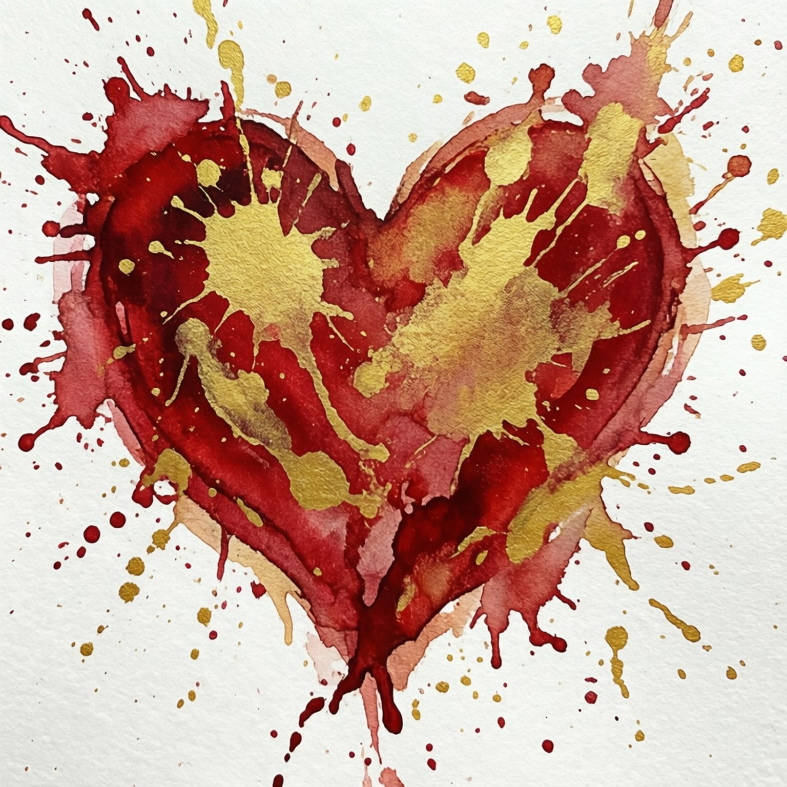 watercolor, heart, red, HD Desktop Wallpaper