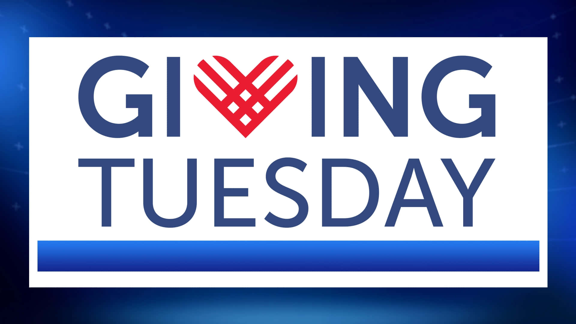 Giving Tuesday, bold blue text, red heart, Full HD Desktop Wallpaper