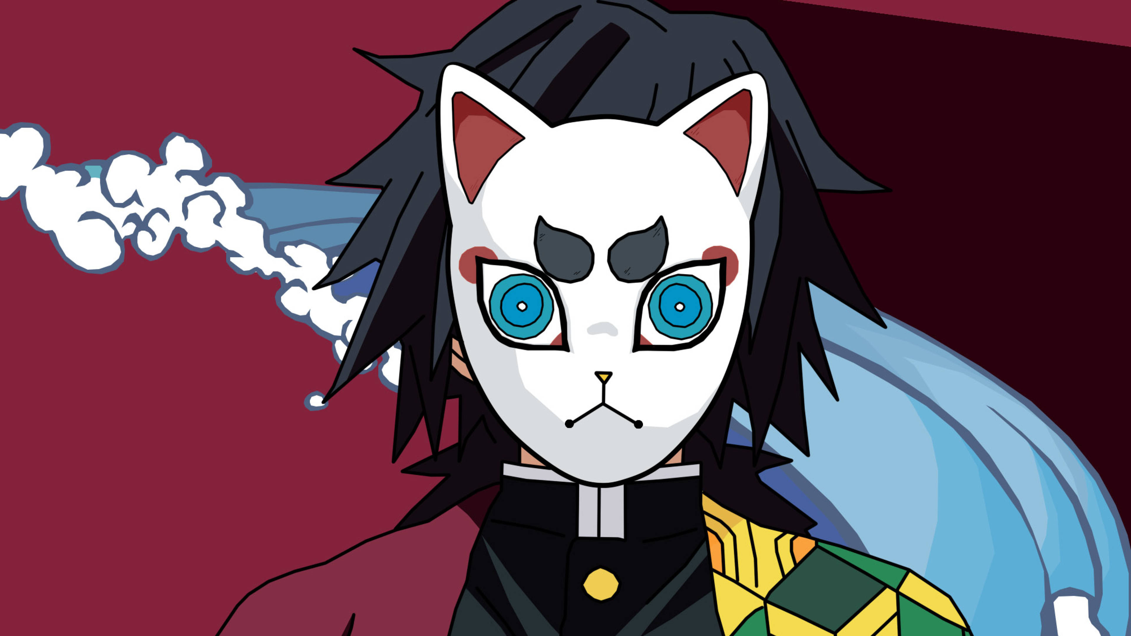 Giyu Tomioka, white cat mask, cat ears, 4K Desktop Wallpaper
