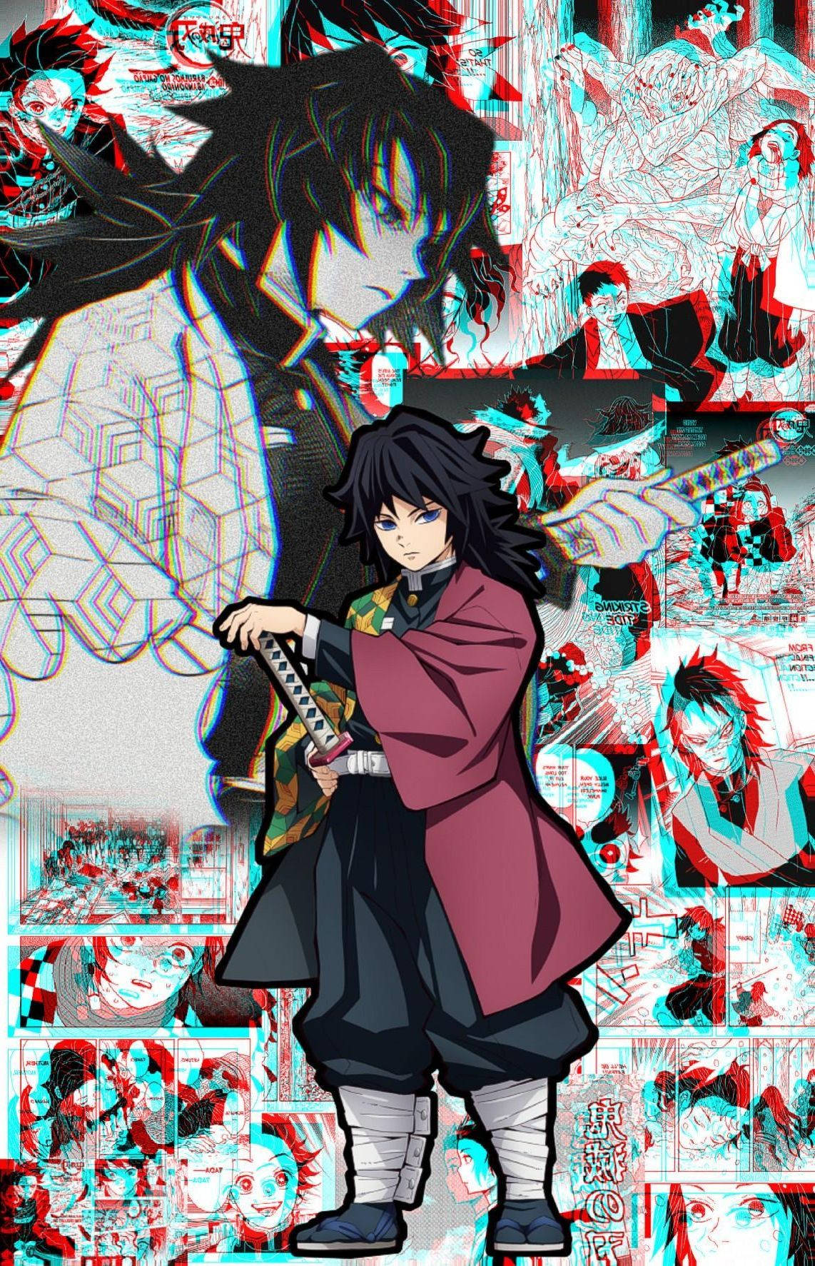 Giyu Tomioka, black hair, red coat, HD Phone Wallpaper