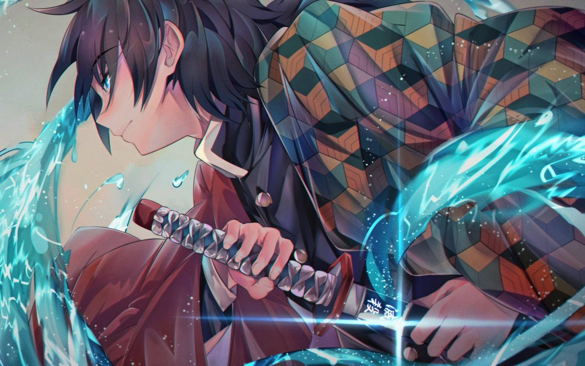 Giyuu Tomioka, sword, glowing sword, Full HD Desktop Wallpaper