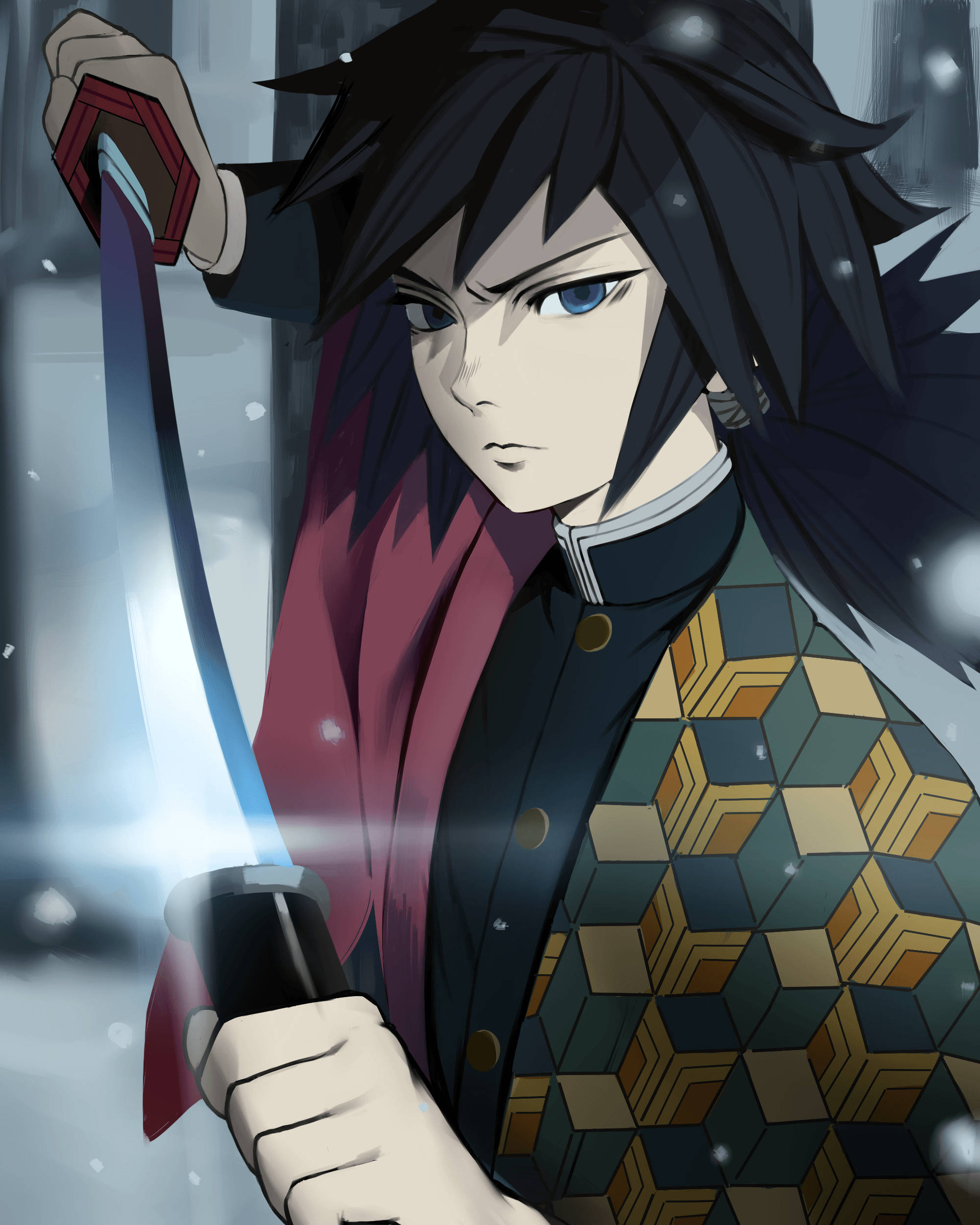 Giyuu Tomioka, shiny sword, glowing sword, Full HD Phone Wallpaper