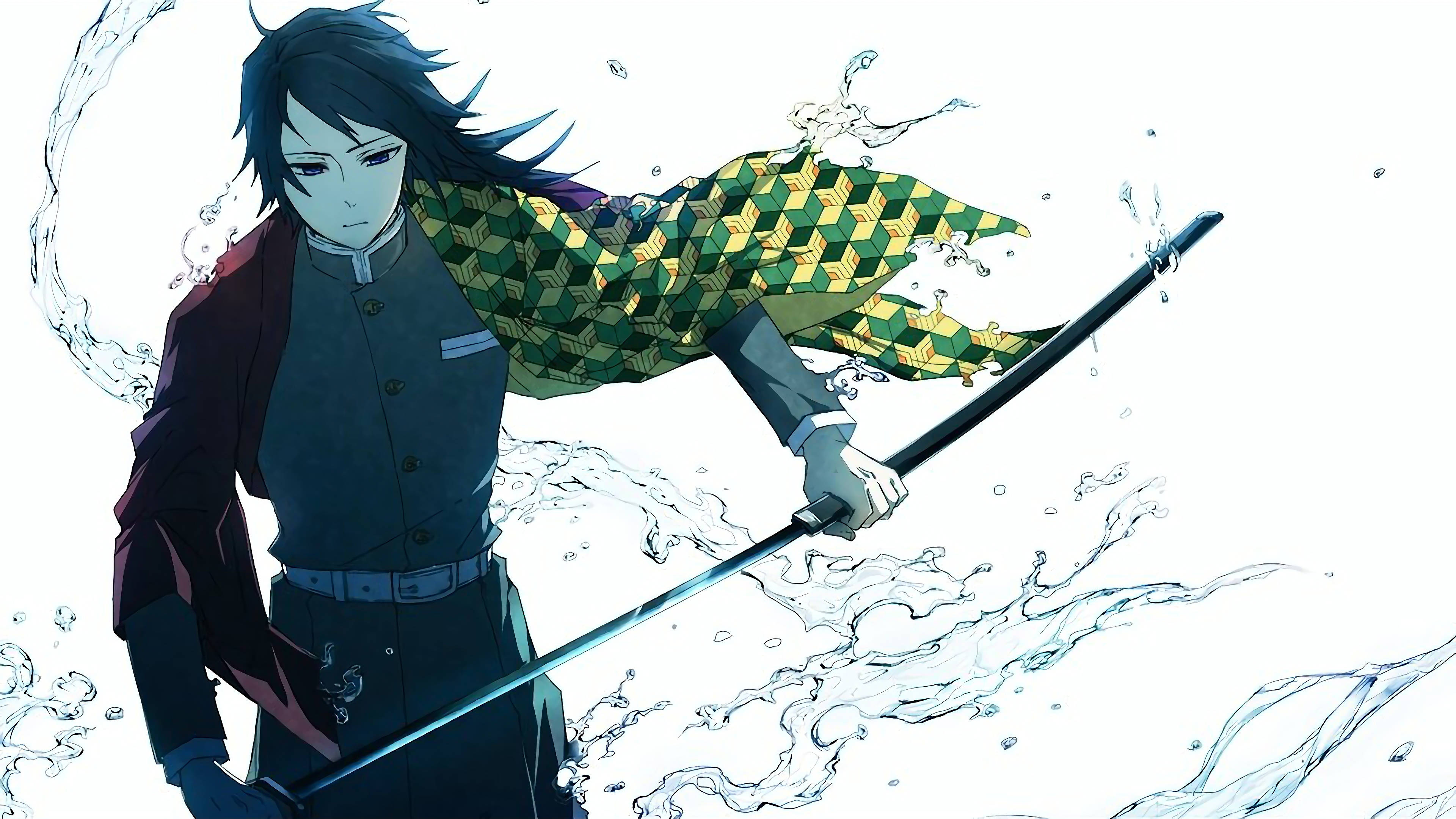 Giyuu Tomioka, rippling water, dark hair, 4K Desktop Wallpaper
