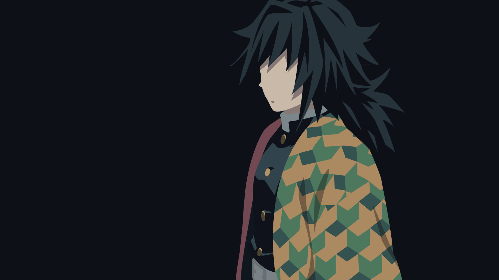 Giyuu Tomioka, spiky black hair, green patterned haori, Full HD Desktop Wallpaper
