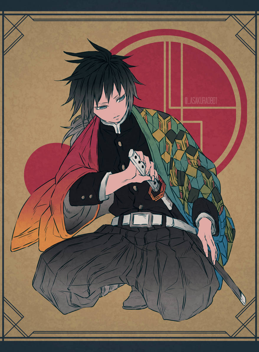 Giyuu Tomioka, anime warrior, sword, SD Phone Wallpaper
