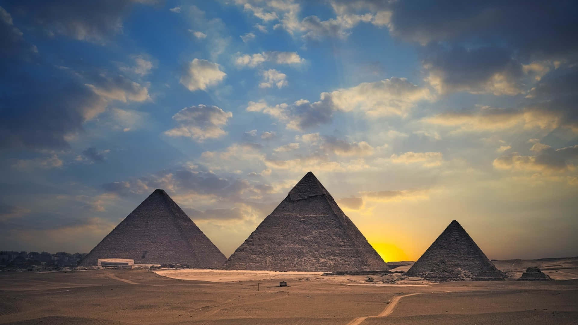 Giza, pyramids, golden desert sands, Full HD Desktop Wallpaper