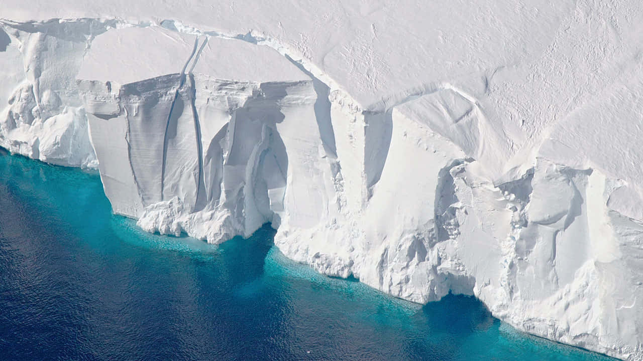 Glacial, ice cliffs, aerial view, HD Desktop Wallpaper