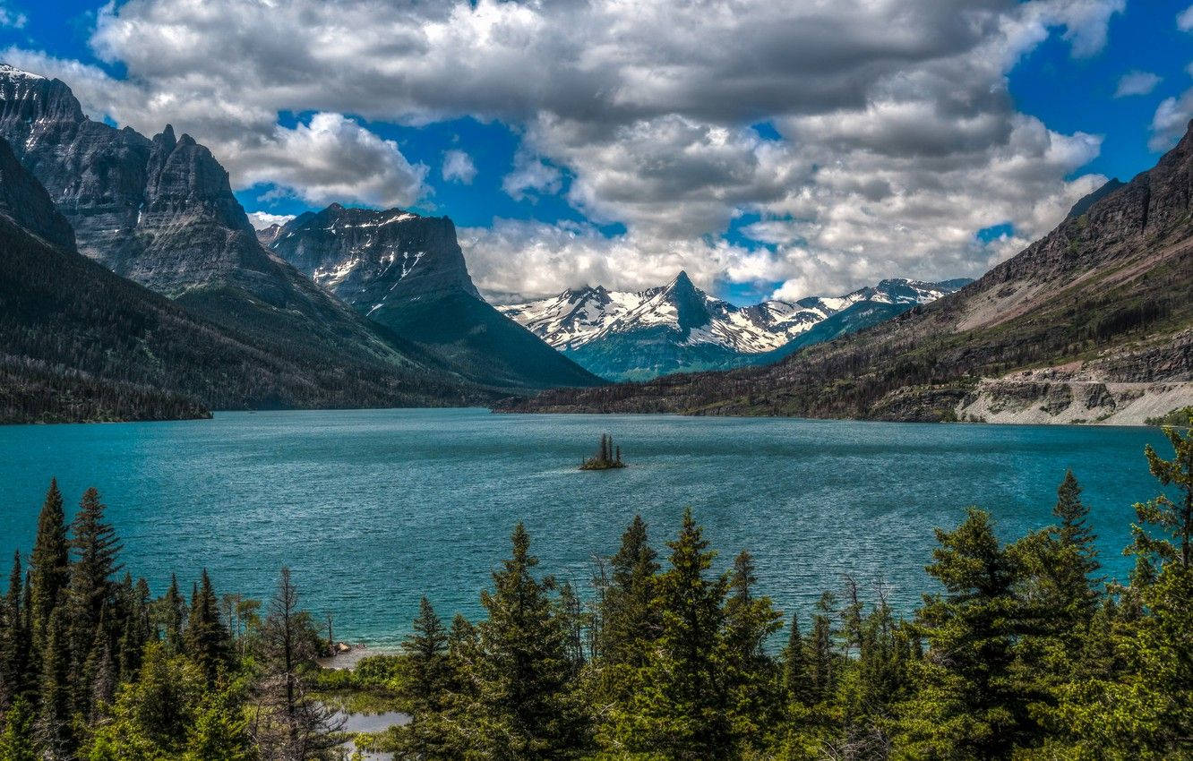 Blue Lake, Glacier National Park, turquoise lake, HD Desktop Wallpaper