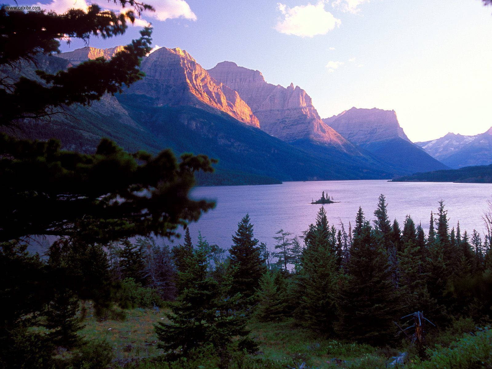 Glacier National Park, Sunset, jagged mountain peaks, HD Desktop Wallpaper
