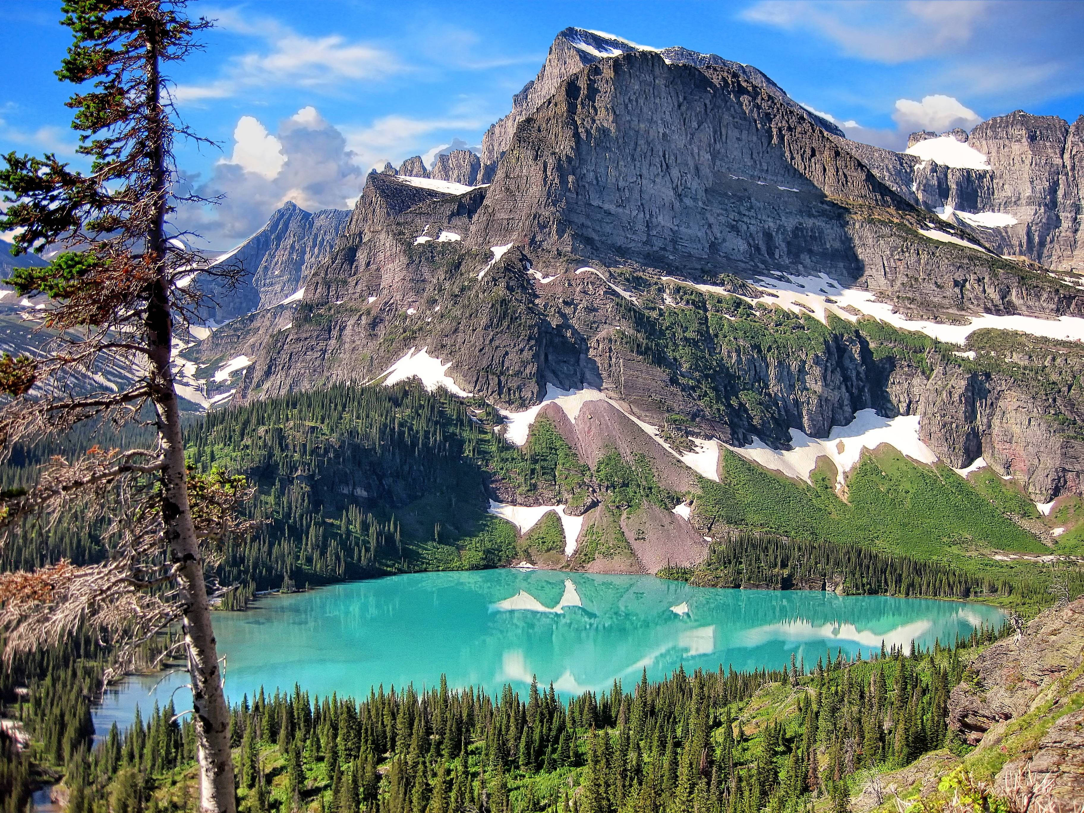 Glacier National Park, Bright Lake, turquoise lake, 2K Desktop Wallpaper