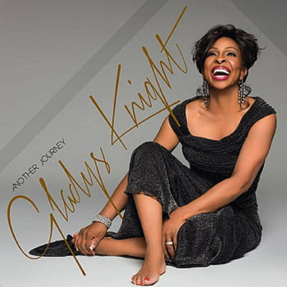 Gladys Knight And The Pips, shimmering black dress, gold script overlay, SD Desktop Wallpaper