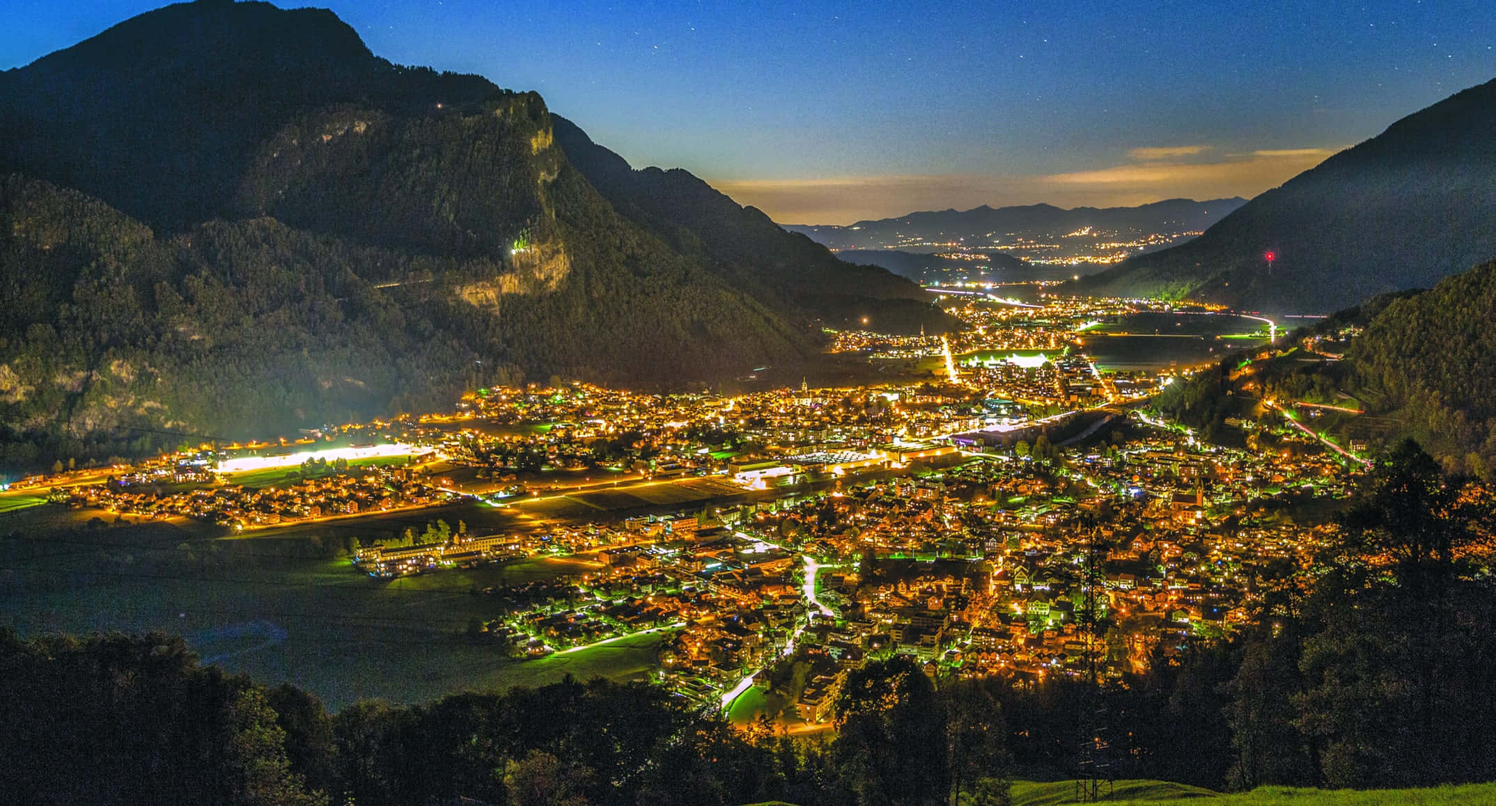 Glarus, nighttime, starry night sky, Full HD Desktop Wallpaper