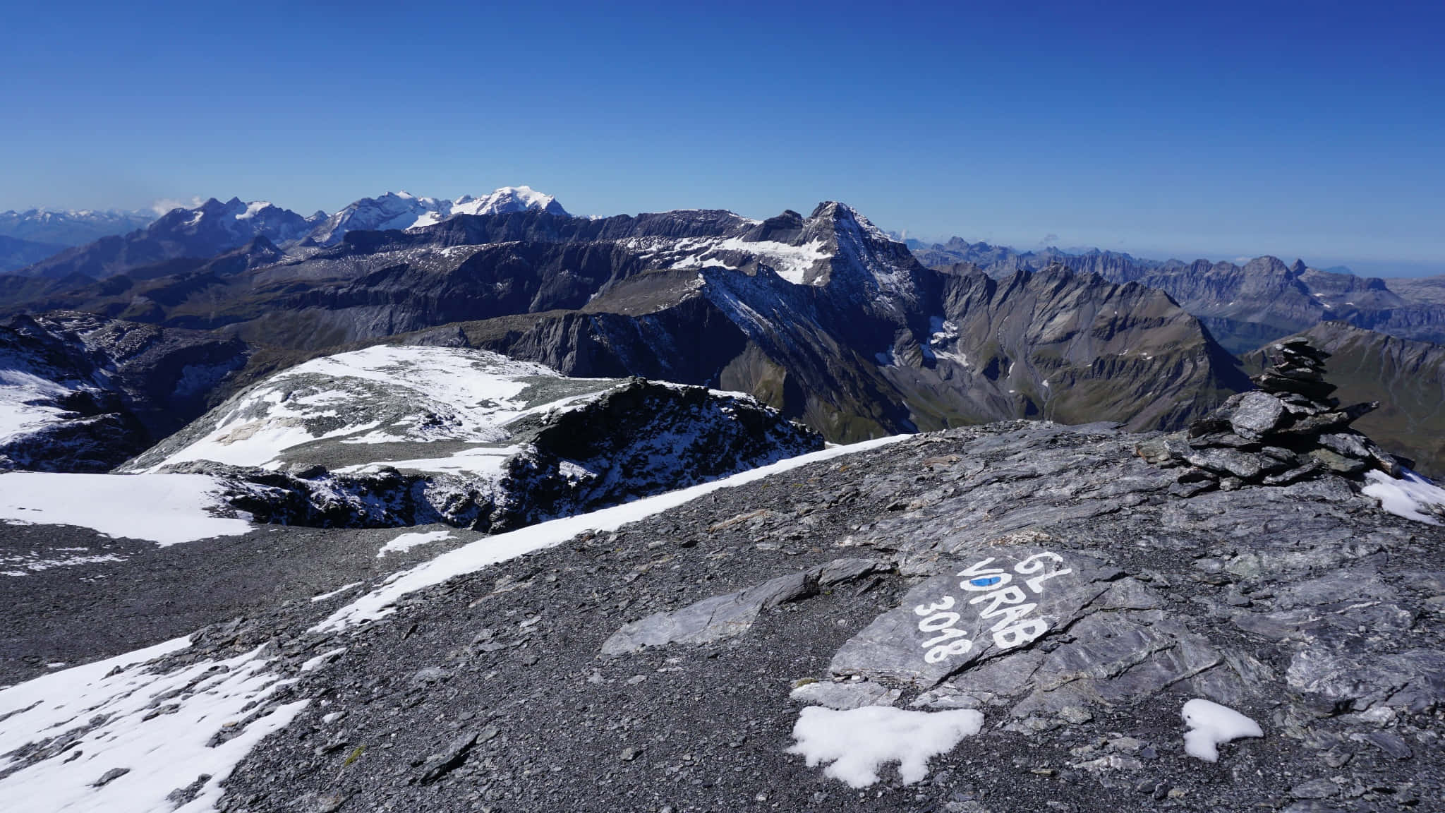 Glarus, alpine panorama, snow patches, Full HD Desktop Wallpaper
