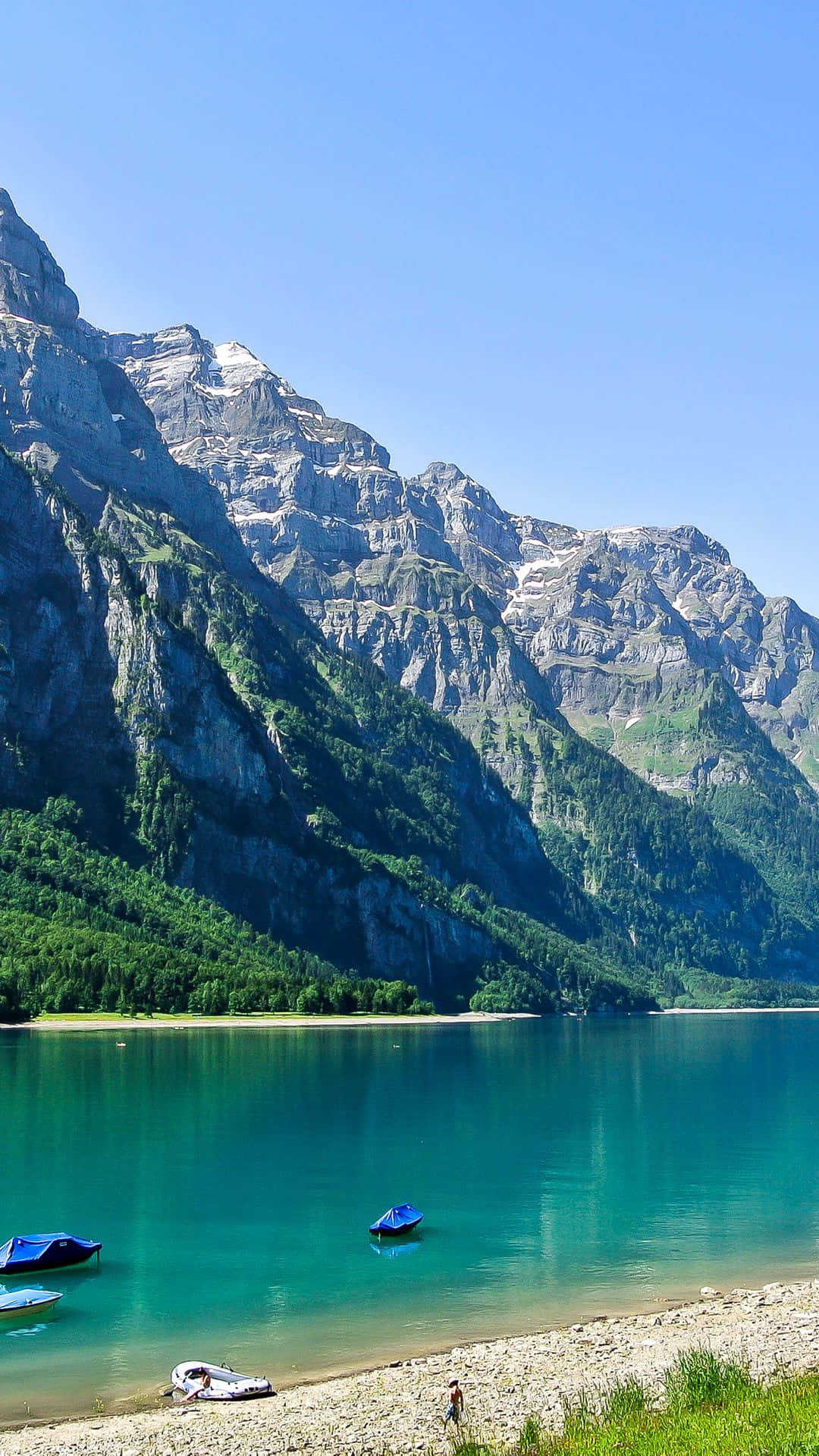 Glarus, turquoise lake, snow-dusted mountains, Full HD Phone Wallpaper