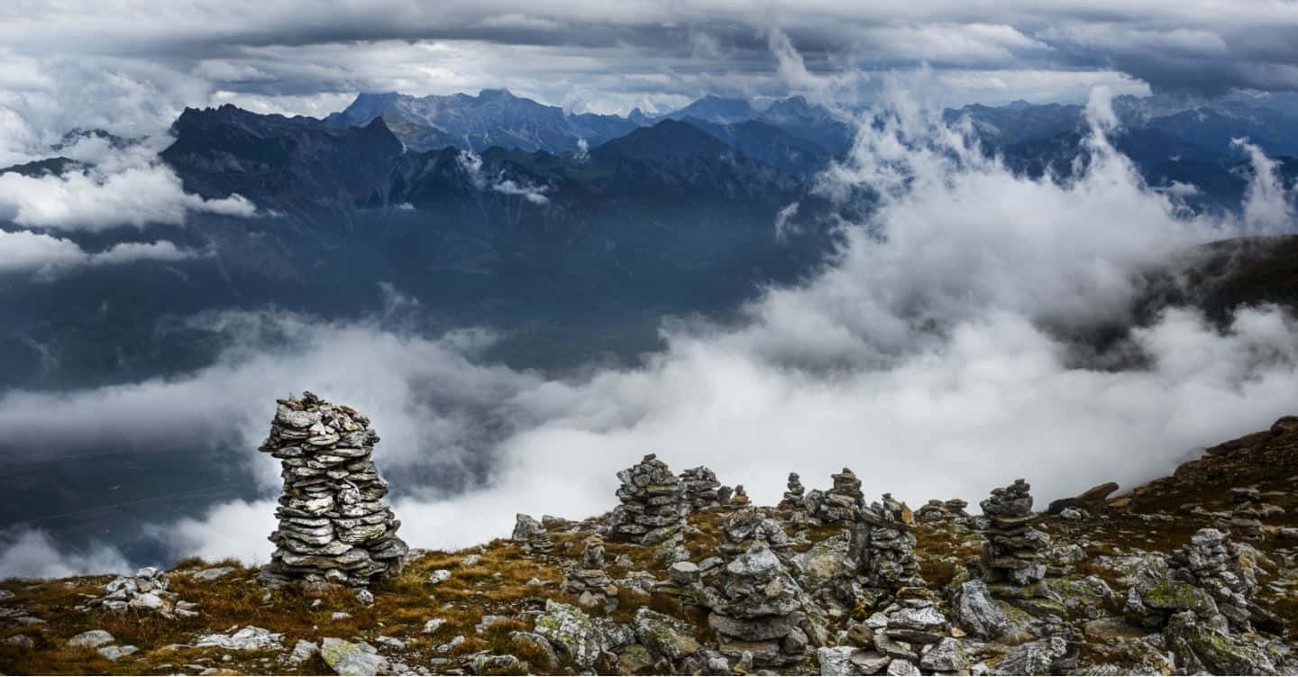 Glarus, mountain ridge, sea of clouds, HD Desktop Wallpaper